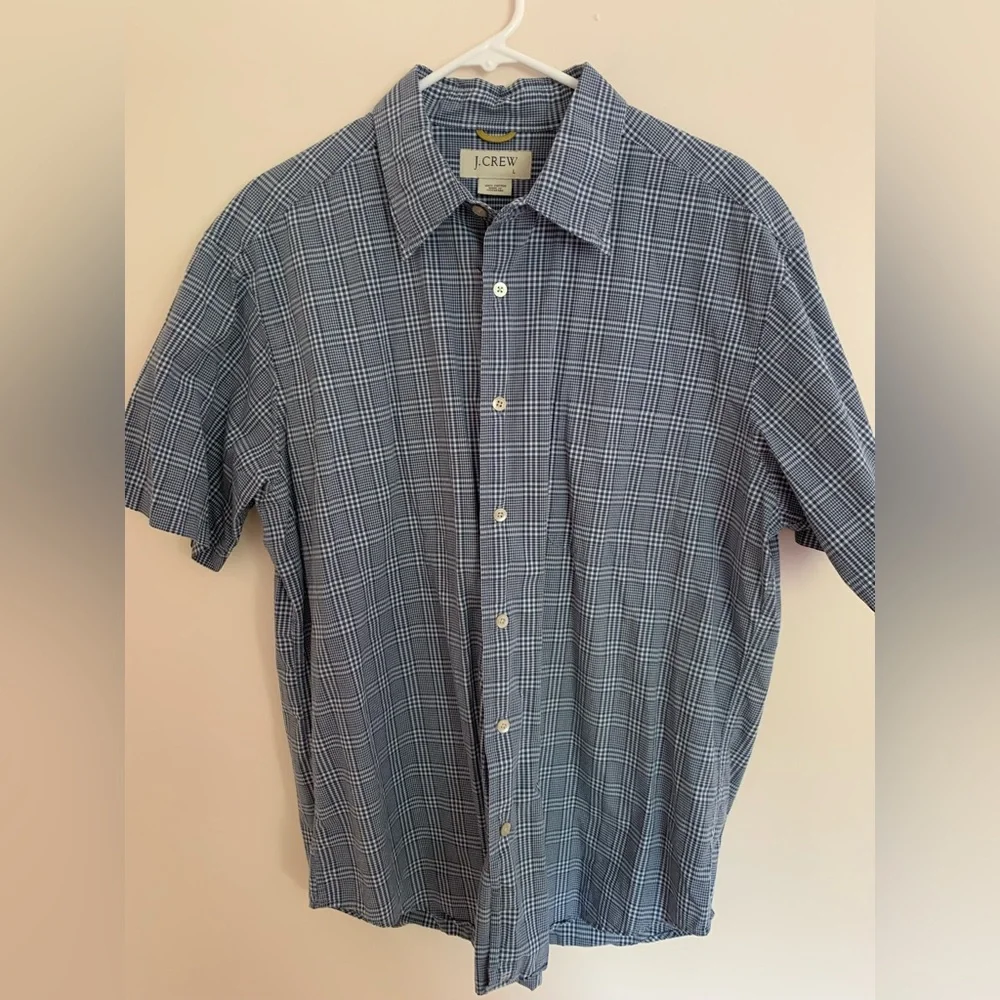 Men’s J. Crew Short Sleeve Plaid Button Down Shirt Size Large EUC